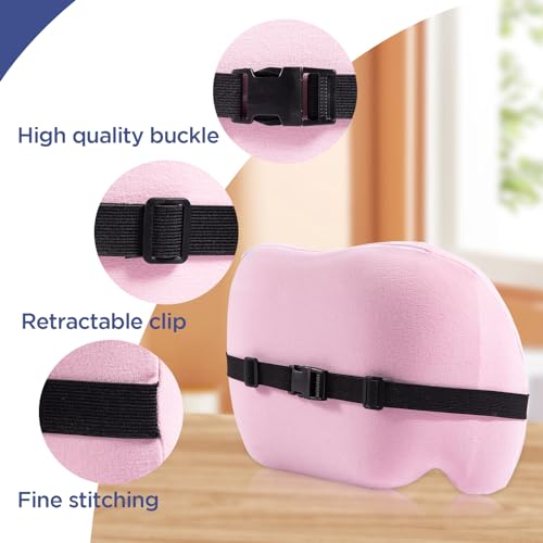Lumbar Support Pillow for Office Chair, Memory Foam Car Back Cushion - color: Pink
