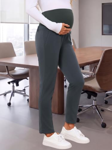 Maternity Work Pants Skinny Office Trousers - color: Grey, size: X-Large