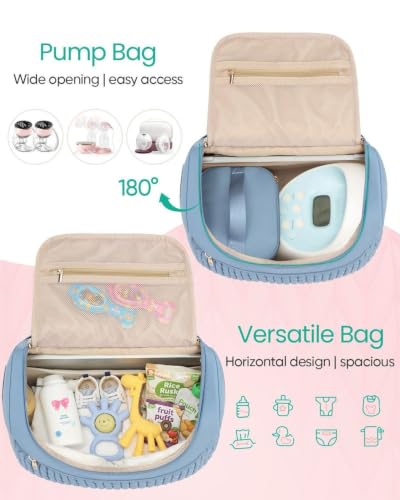 Qualyphant Breast Pump Bag for Spectra S1/S2 & Medela with Insulated Cooler - color: Blue