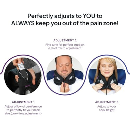 Cabeau Evolution X Deluxe - Best Travel Neck Pillow with Travel Bag (Dark Blue/Light Blue)