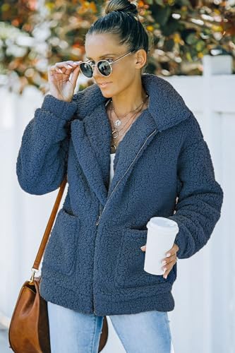 PRETTYGARDEN Women's Oversized Sherpa Fleece Coats - color: Blue, size: Small