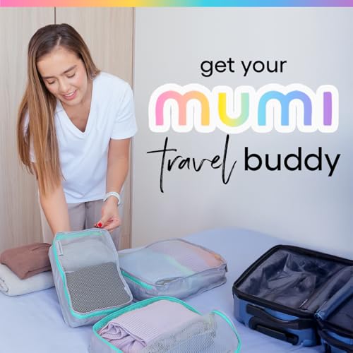 MUMI Packing Cubes Set of 5 - Mesh-Top Luggage Organizers, Black - color: black