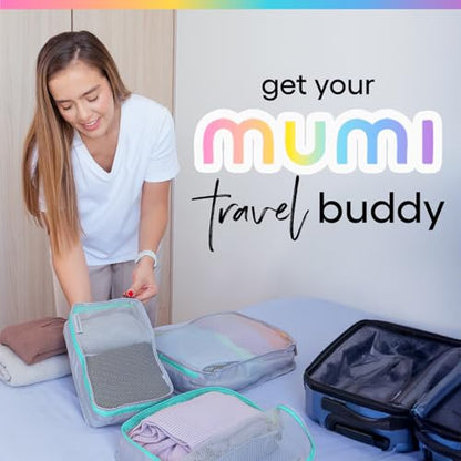 MUMI Packing Cubes Set of 5 - Mesh-Top Luggage Organizers, Orange - color: orange