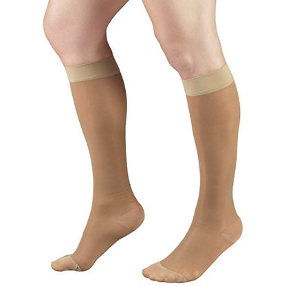 Truform Sheer Compression Stockings, 15-20 mmHg, Women's Knee High Length, 20 Denier, Beige, Small - color: Beige, size: Small (1 Pair)