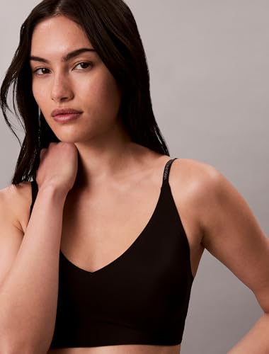 Calvin Klein Women's Invisibles Comfort Lightly Lined Seamless Wireless Triangle Bralette Bra - color: Black, size: Medium