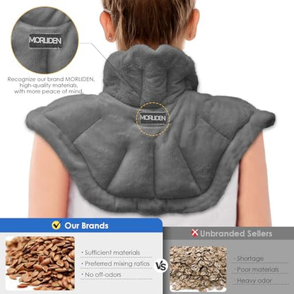 MORLIDEN Microwavable Neck Wrap Warmer&Shoulder Weighted Hot Cold Compress - color: Dark Gray, size: 1 Count (Pack of 1)