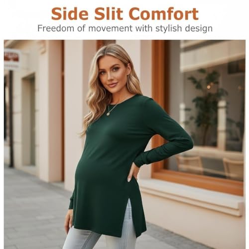3 Pack Maternity Relaxed Fit Split Side Long Sleeve Shirts - size: Large