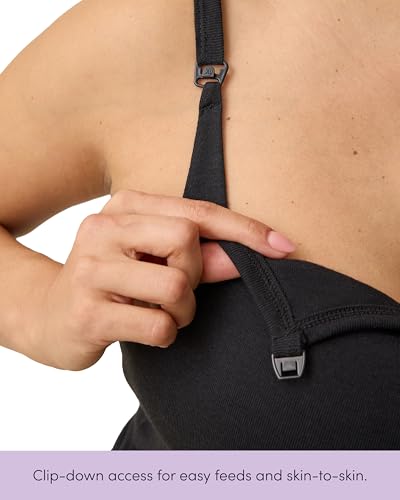 Kindred Bravely Essentials Nursing Camisole Maternity Tank Top Built in Bra - color: Black, size: Large
