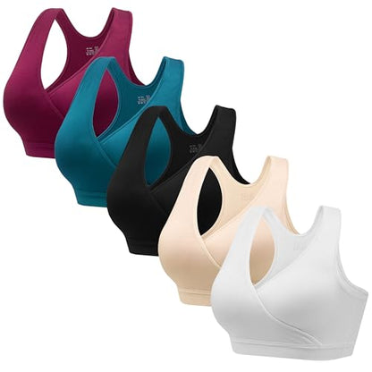 HBselect Maternity Nursing Sleep Bra for Breastfeeding Wireless Bralette - color: Black/Burgundy/Lake Blue/White/Beige, size: Small