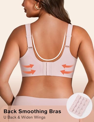 Jelly Bras for Women Plus Size No Underwire Push Up Full Coverage Minimizer Bra Seamless Wireless Bralette - color: Pink, size: Large