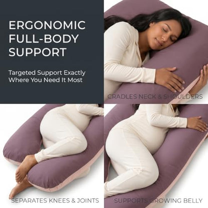 U Shaped Pregnancy Pillow Soft Reversible 55 in Chocolate Beige - color: Chocolate / Beige (Two-tone)