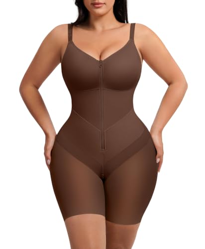 FeelinGirl Feelvibe Enhanced Shapewear Tummy Control Faja Body Shaper - color: Brown, size: 3X-Large