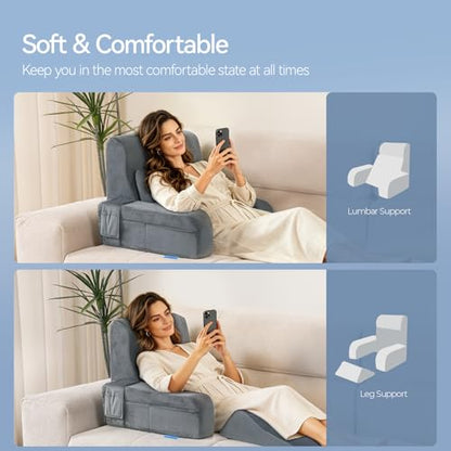 Kayfia Reading Pillow, Gel Memory Foam Back Rest Pillow, 21'', Gray - color: Gray, size: Large(21'')