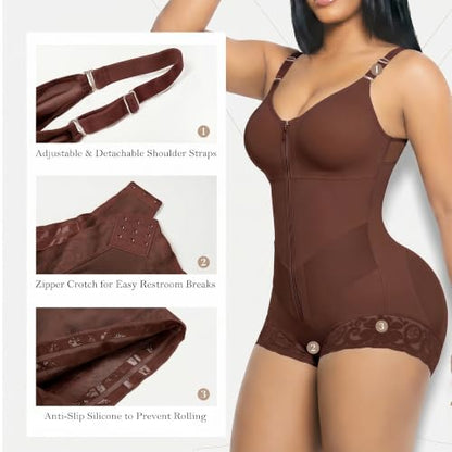YIANNA Fajas Colombianas Moldeadoras Postpartum Shapewear Tummy Control - color: Brown, size: Small