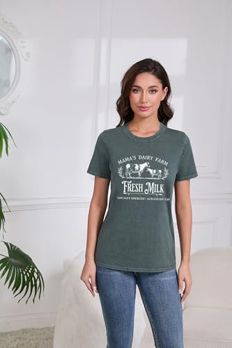 Comfort Breastfeeding Shirts Women Distressed Maternity Zip Nursing Tees - color: Green, size: Medium