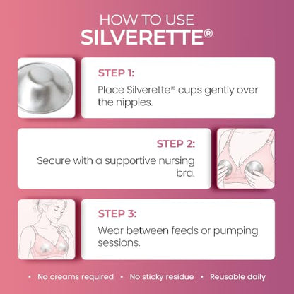 Silverette Nursing Cups, Postpartum Essentials, Real Silverette, S O-Feel - size: Small With O-Feel Silicone Rings