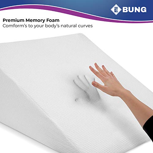 Ebung Body Positioner - Premium Memory Foam Wedge Pillow for Sleeping, Sitting, Snoring, Heartburn Relief, Pregnancy, TV, Reading, Backrest, Leg Rest - size: Large: 12"