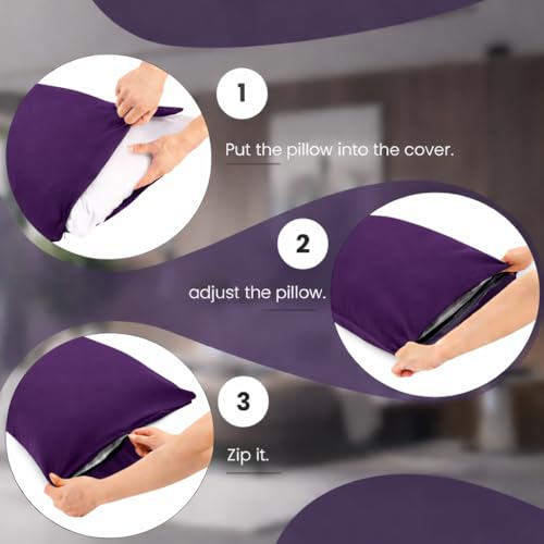 EVOLIVE Body Pillow Cover 21"x54", Microfiber, Hidden Zipper (Purple) - color: Purple