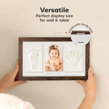KeaBabies Baby Hand and Footprint Kit, Clay Keepsake Frame (Dark Walnut) - color: Dark Walnut, size: Duo Frame, 13" x 7.8"