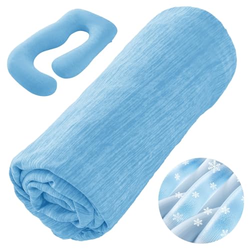 Sasttie Cooling Pregnancy Pillow Cover for 57-inch Maternity Pillow, Blue - color: Blue