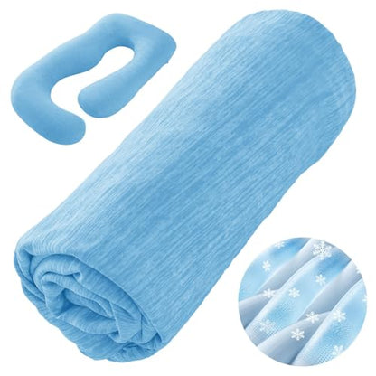Sasttie Cooling Pregnancy Pillow Cover for 57-inch Maternity Pillow, Blue - color: Blue
