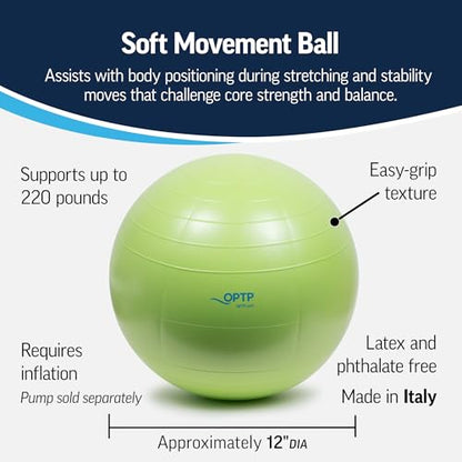 OPTP Soft Movement Ball – Green Inflatable Exercise and Pilates Ball, 12"