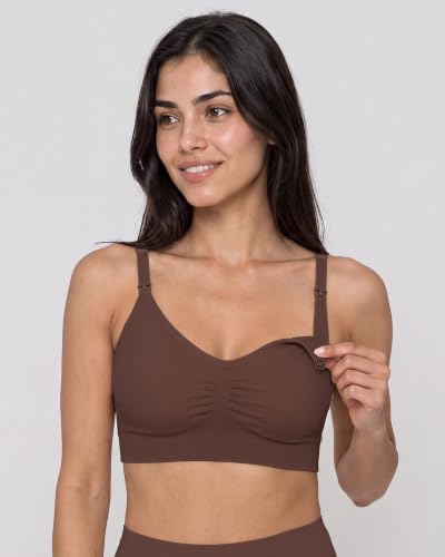 Stelle Nursing Bras Maternity Bralette Seamless for Breastfeeding - color: 1 Pack Cocoa, size: Small