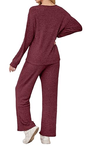 RUMIA Lounge Sets for Women Cozy Travel Matching Sweater Fall Outfits - color: Violet, size: Large