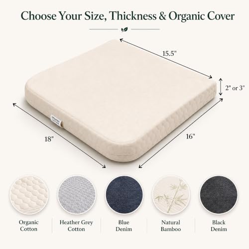 Organic Latex Seat Cushion 2" Medium, Removable Black Cover, 1-Pk - color: Black Removable Cotton Cover, size: 2" Medium
