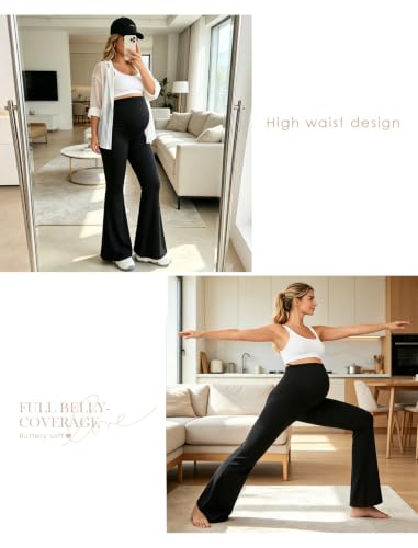 Women's Maternity Flare Leggings Yoga Pants with Pockets 31" - size: Large