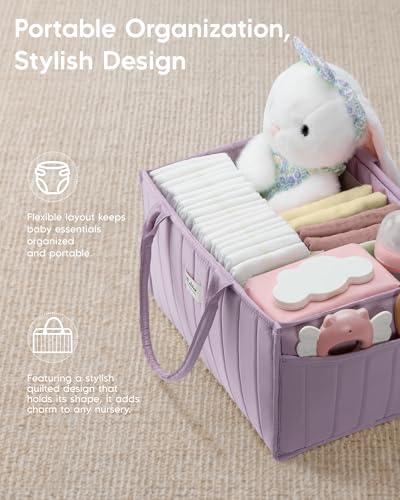 Maliton Baby Diaper Caddy Organizer for Changing Table, Portable, Purple - color: Purple