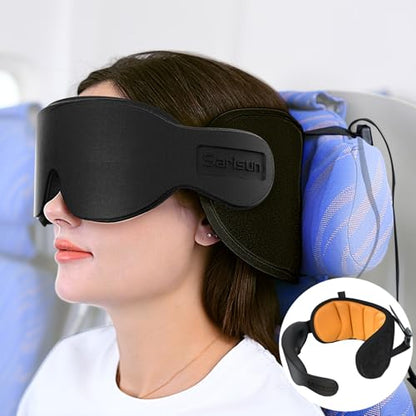 SARISUN Travel Pillow for Airplanes Sleep, Seat Strap for Stable Support - color: Yellow