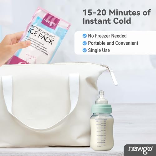NEWGO 2 Breast Ice Packs and 12 Pcs Disposable Perineal Cold Packs