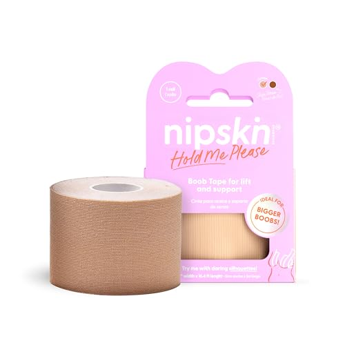 NIPSKIN Boob Tape Medium Cream – Shape & Secure with Confidence – Skin-Friendly, Waterproof, Sweatproof and Invisible Breast Lift Tape for All Outfits - color: Cream, size: 2" W x 16.4 ft L