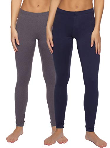 Felina Cotton Modal Leggings, Extra Lightweight Legging for Women - color: Navy Charcoal, size: Medium