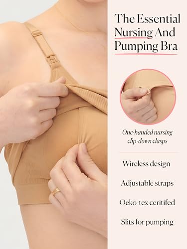 HATCH The Essential Nursing & Pumping Bra, Wireless & Seamless - color: Sand, size: Small