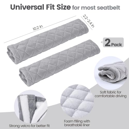 Amooca 2 Pack Seat Belt Covers Soft Shoulder Pad for Cars & Backpack - color: A: Grey