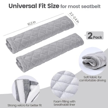 Amooca 2 Pack Seat Belt Covers Soft Shoulder Pad for Cars & Backpack - color: A: Grey