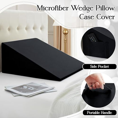Cotton Wedge Pillow Cover, 24" x 24" x 10", Black - color: Black, size: 25x25x10.5 Inch