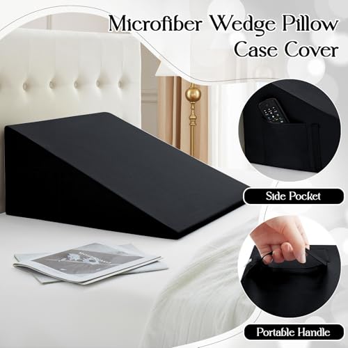 Cotton Wedge Pillow Cover, 24" x 24" x 7.5", Black - color: Black, size: 25x25x8 Inch