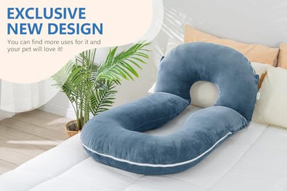 INSEN Pregnancy Pillows, Multi-use Maternity Pillows for Sleeping and Nursing, Sit up Pillow for Adults (Blue) - color: Blue
