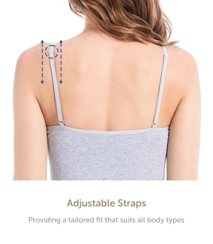 Comfneat Women's 4-Pack Slim-Fit Camisole Adjustable Spaghetti Strap Tops - color: Color-set-1 4-pack, size: Small