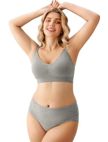 HBselect Women Maternity Bras 5 Pack Nursing Bras for Breastfeeding - color: 5pack(black/White/Nude/Grey/Navy Blue), size: Medium