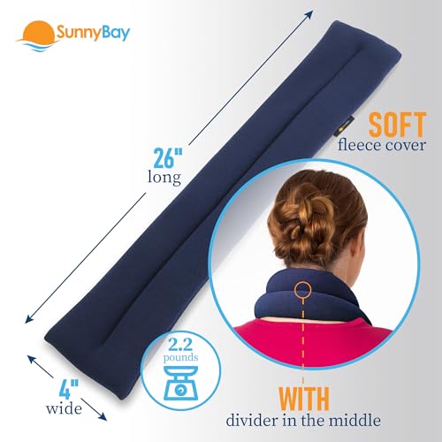 SunnyBay Microwavable Heating Pad, Neck and Shoulder Wrap, 26x4 inch, Navy - color: Navy Blue