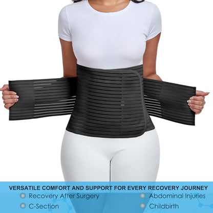Postpartum & Post Surgery Abdominal Binder. Postpartum Belly Band - color: Black-M
