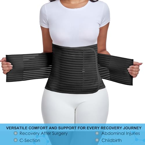 Postpartum & Post Surgery Abdominal Binder. Postpartum Belly Band - color: Black-XL