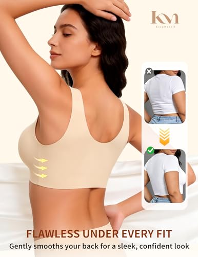 Wireless Pullover Sleep Bras for Women Seamless No Underwire T Shirt Bra - color: Nude, size: Small