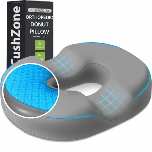 Donut Pillow Seat Cushion, Cooling Gel Memory Foam Chair Cushion,Light Grey - color: Light Grey, size: Large