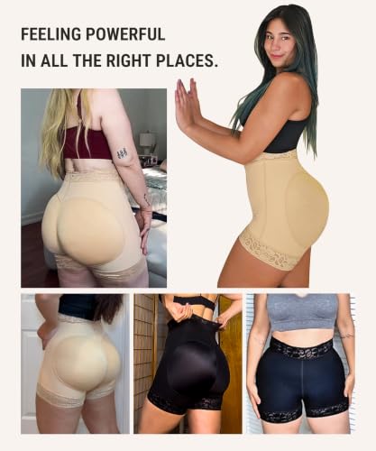 FeelinGirl Butt Lifter Panties Shapewear Tummy Control Body Shaper Shorts - color: Black, size: Medium