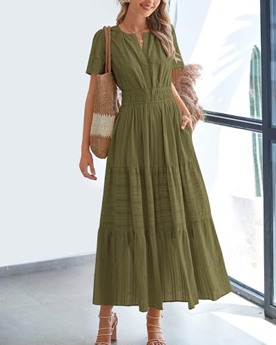 BTFBM Womens Summer 2026 Casual Maxi Dresses - color: Army Green, size: Small